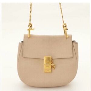 Chloe Beige Crossbody Bag with Gold Accents